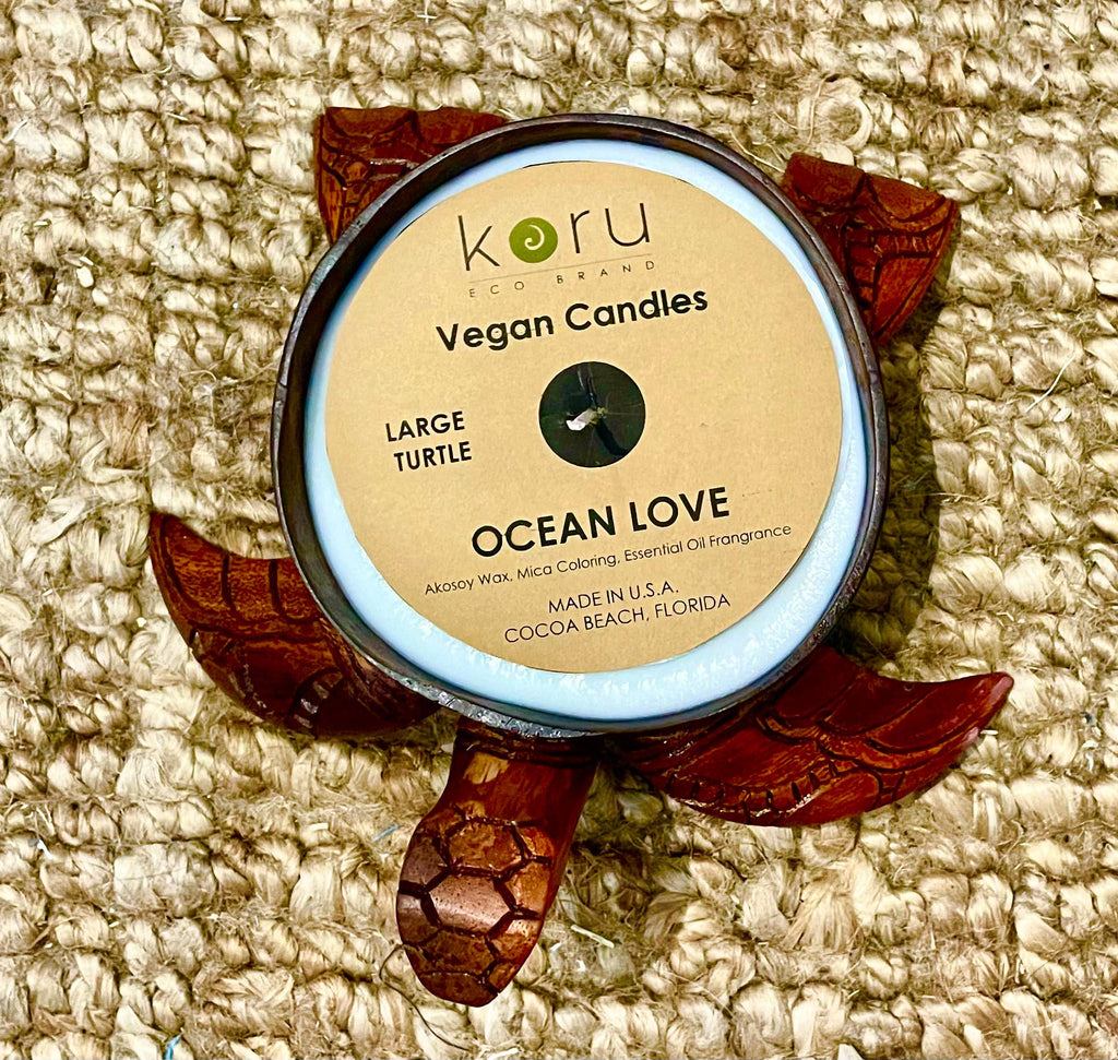 Large Coconut Handcarved Turtle Candle: Lime in the Coconut