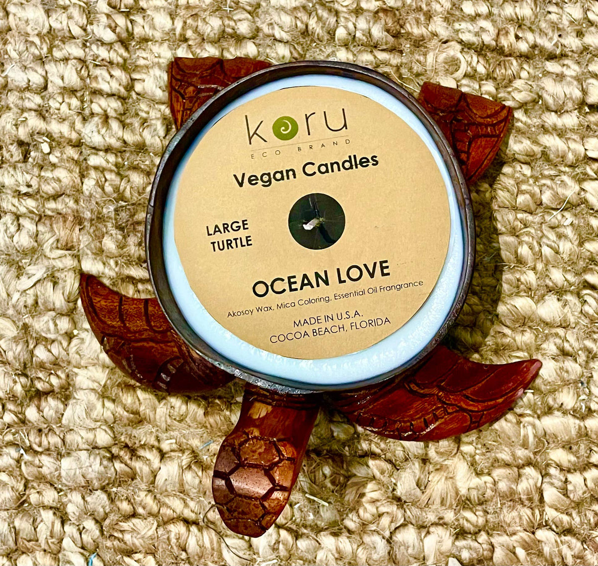 Large Coconut Handcarved Turtle Candle: Lime in the Coconut