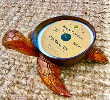 Large Coconut Handcarved Turtle Candle: Lime in the Coconut