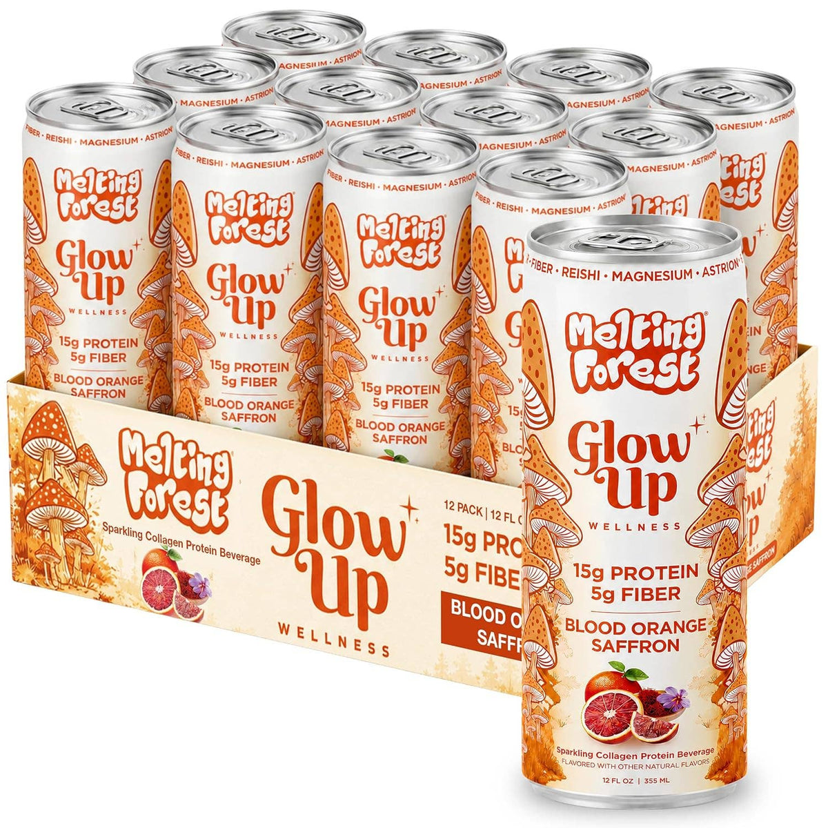 Glow Up Sparkling Collagen Protein + Fiber - Blood Orange