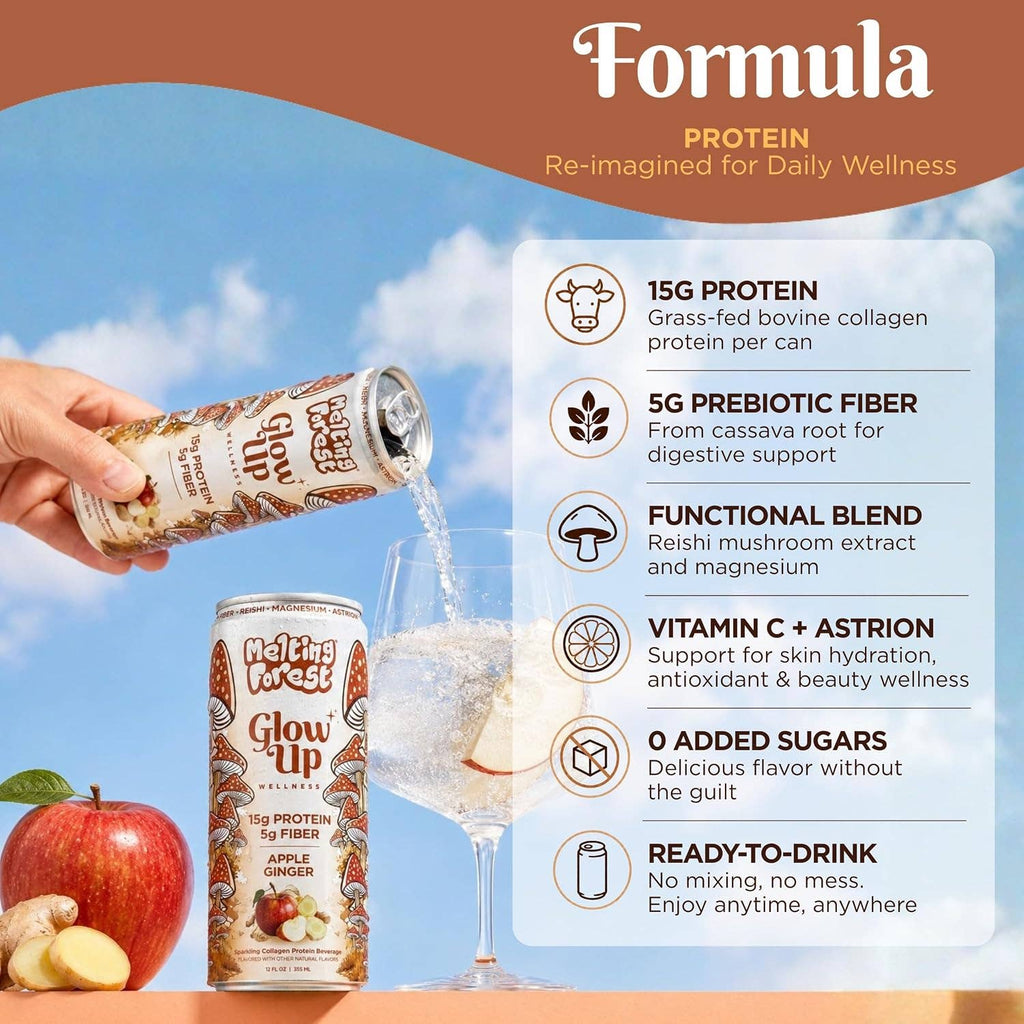 Glow Up Sparkling Collagen Protein + Fiber - Apple Ginger