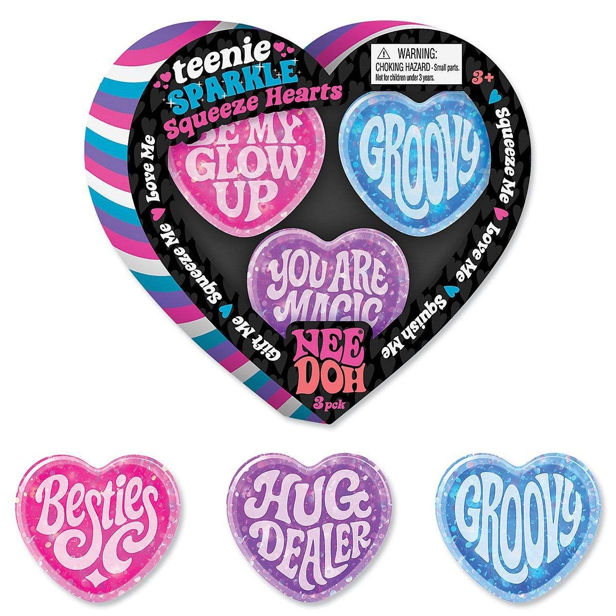 Glitter Heart Squishy Set Soft Stress Relief Toy Gift Set: Heart Squishy Set / ONE SIZE