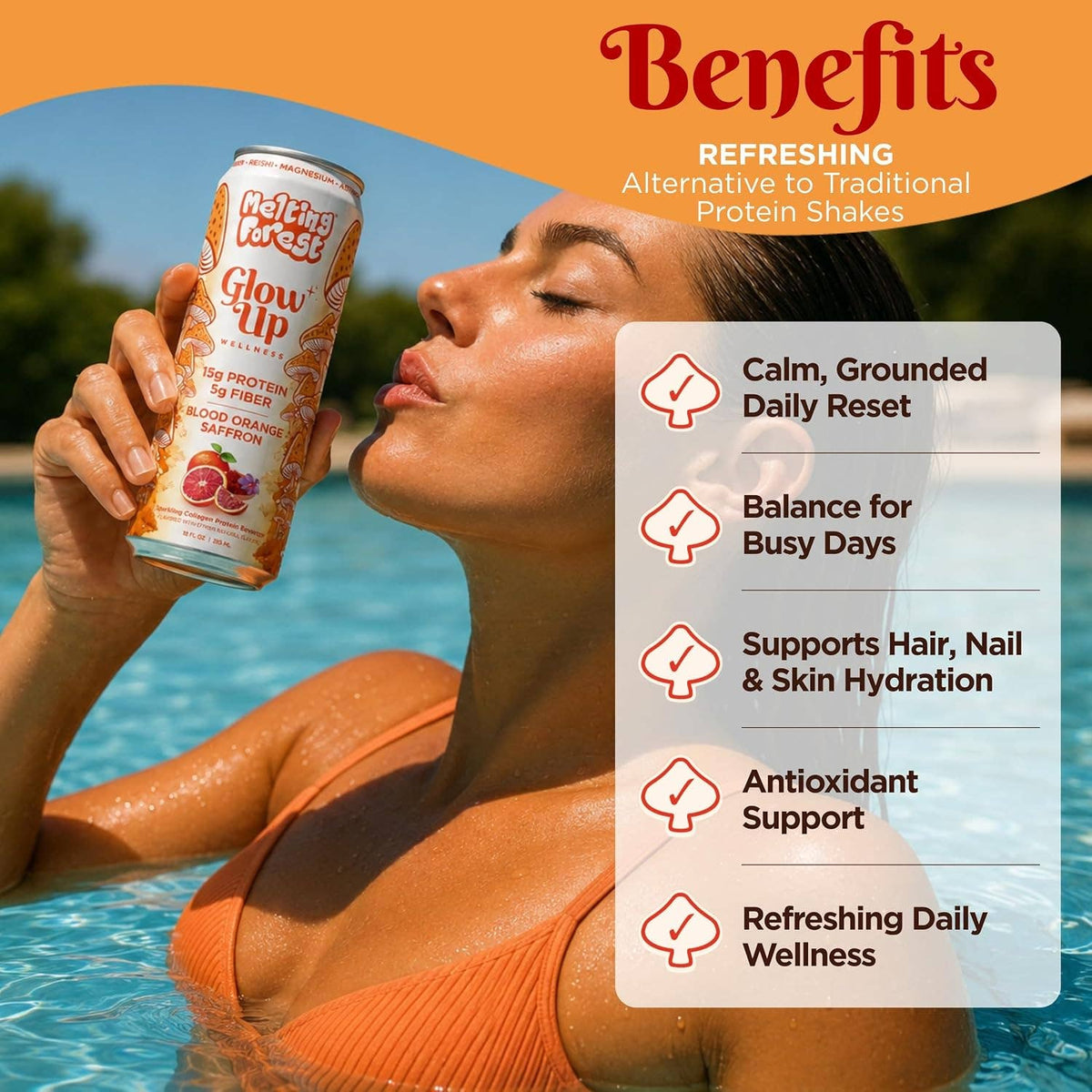 Glow Up Sparkling Collagen Protein + Fiber - Blood Orange