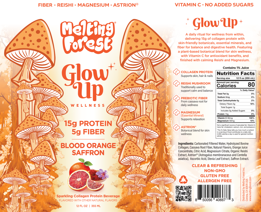 Glow Up Sparkling Collagen Protein + Fiber - Blood Orange
