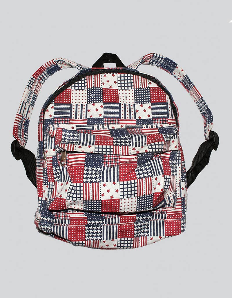 American Flags Patchwork Backpack (CODE-453PK): Free Size