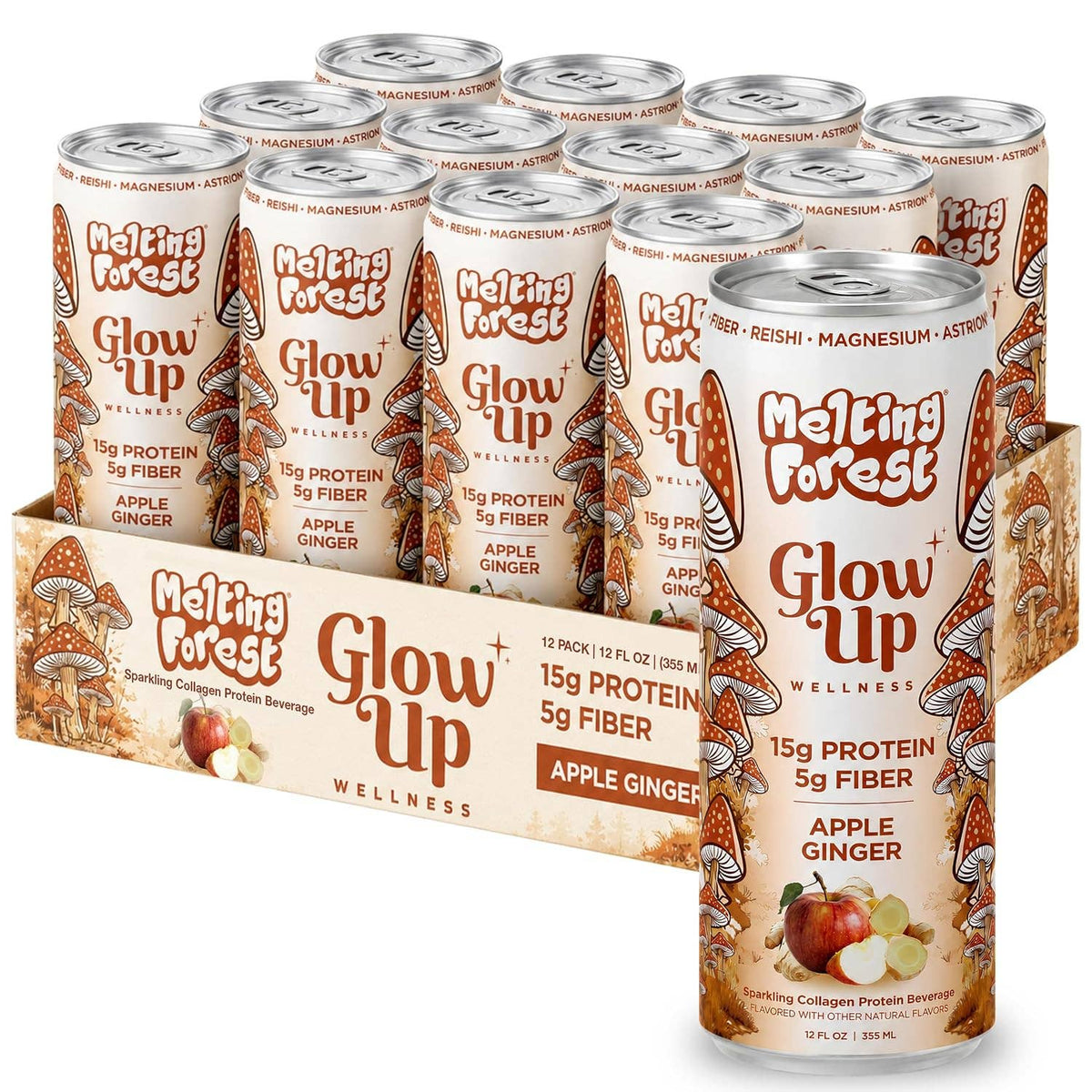 Glow Up Sparkling Collagen Protein + Fiber - Apple Ginger