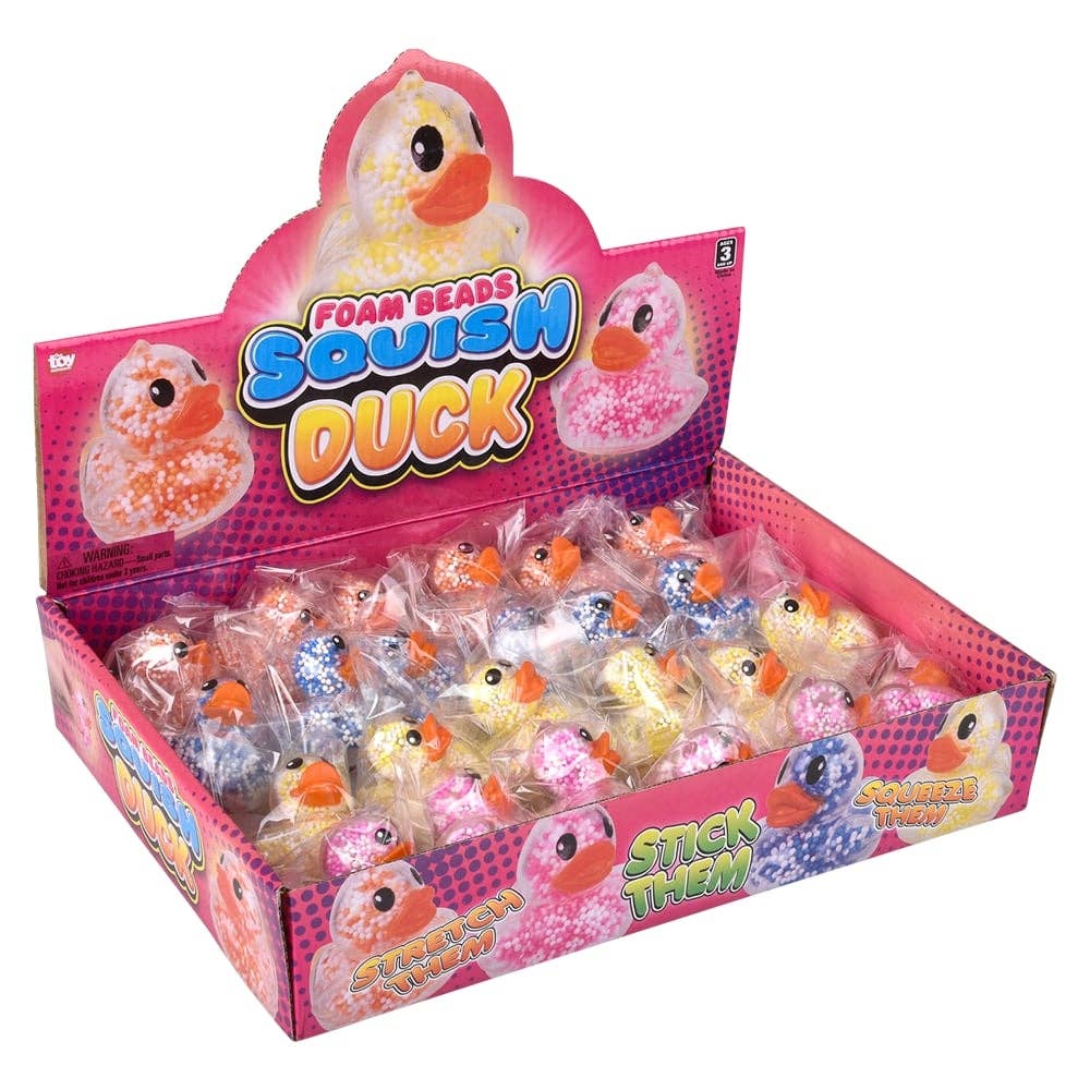 2.3" Mini Squeezy Foam Bead Ducky Squishy Toy - LLB Toys