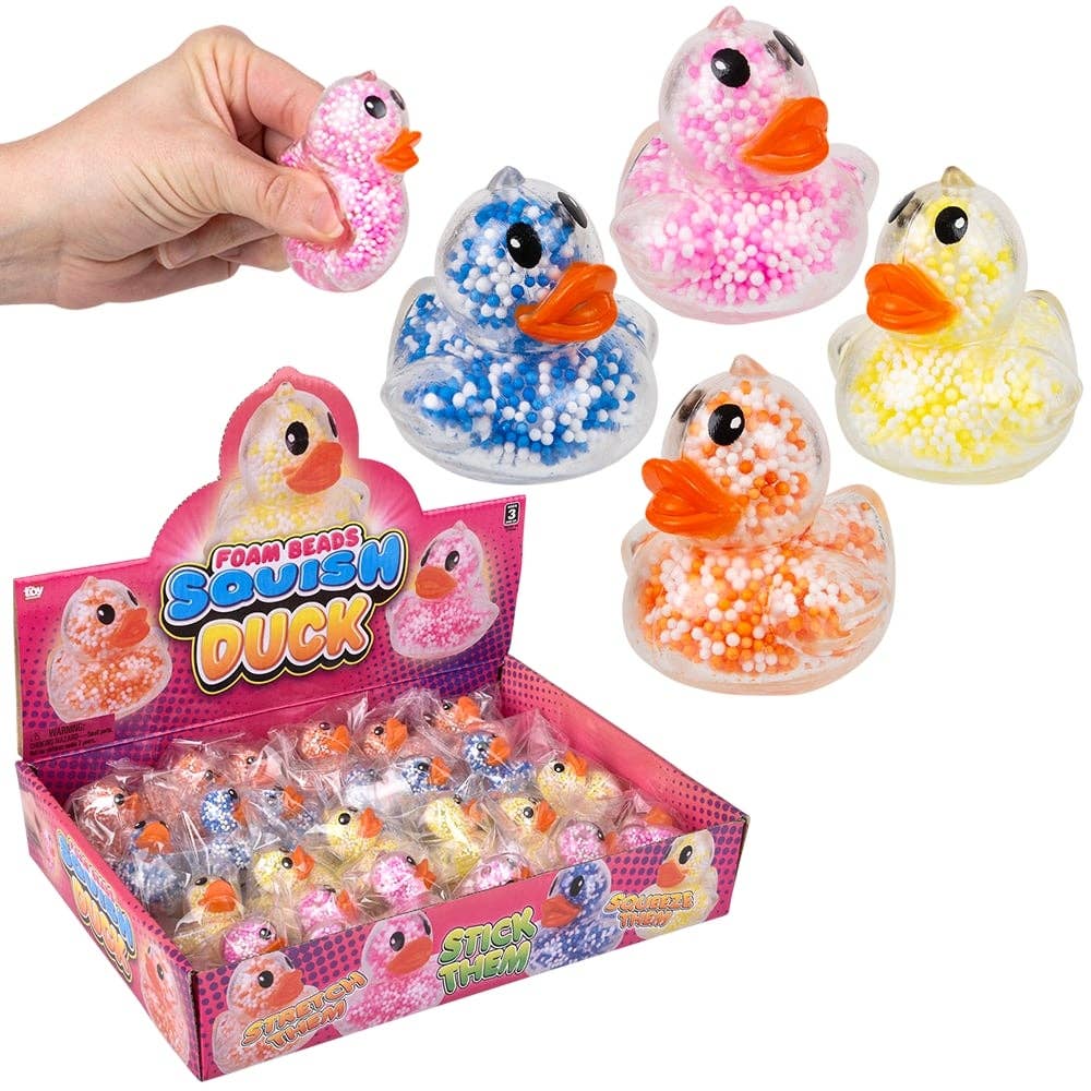 2.3" Mini Squeezy Foam Bead Ducky Squishy Toy - LLB Toys