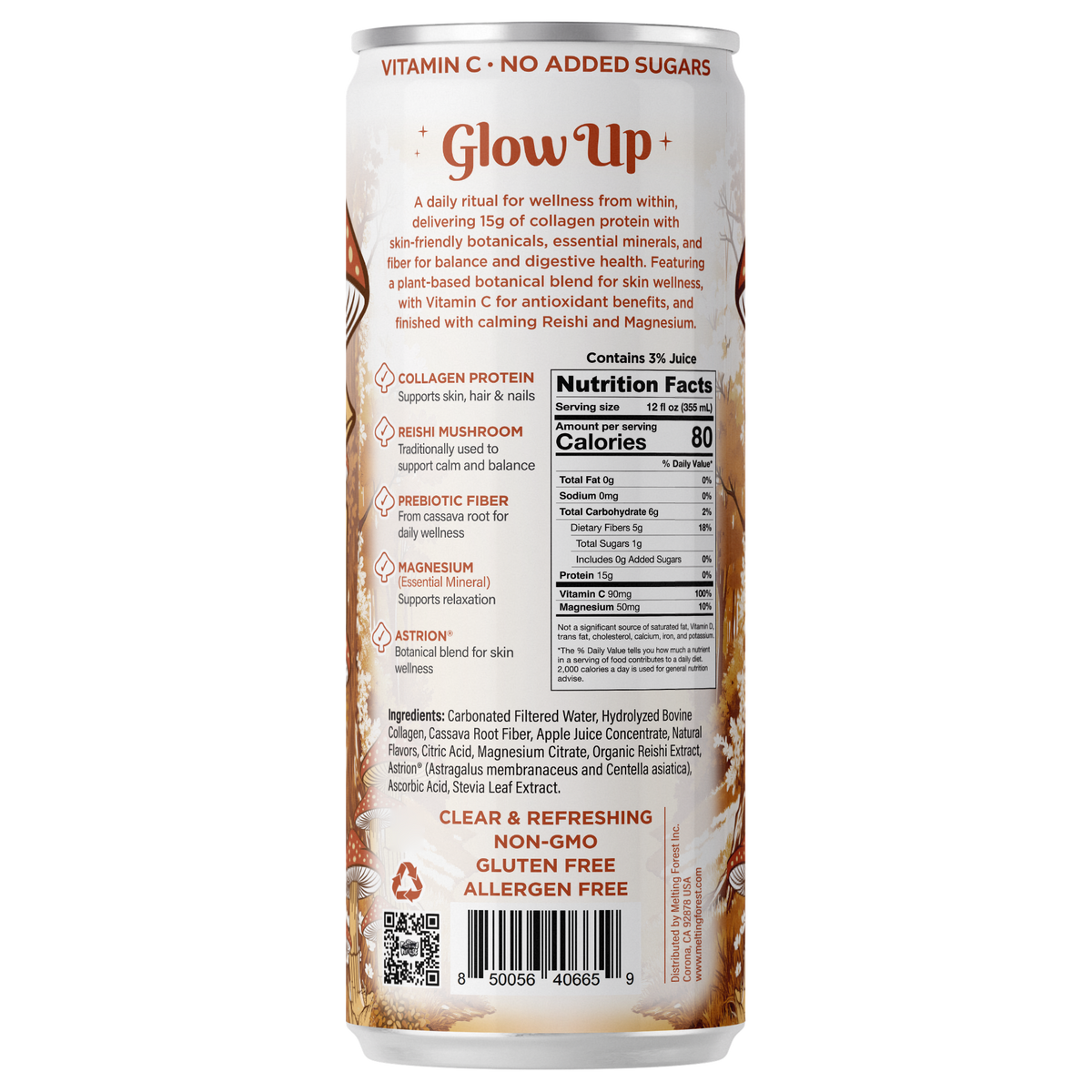 Glow Up Sparkling Collagen Protein + Fiber - Apple Ginger