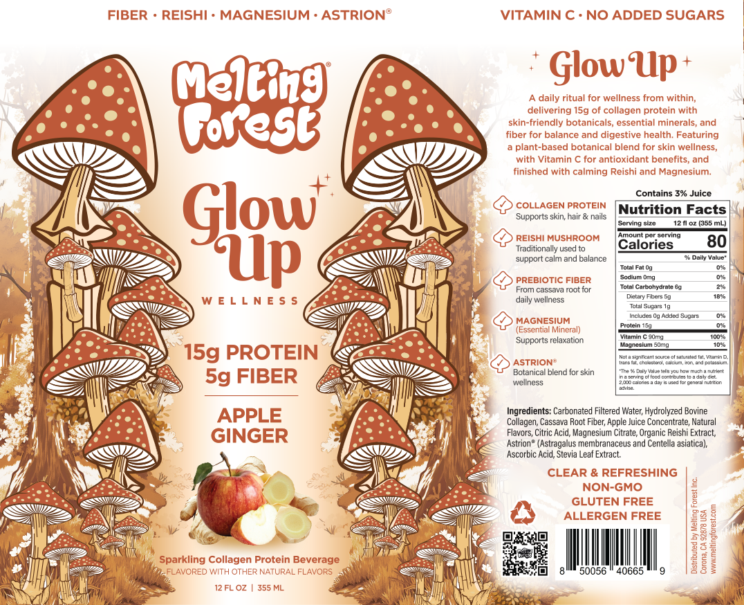 Glow Up Sparkling Collagen Protein + Fiber - Apple Ginger