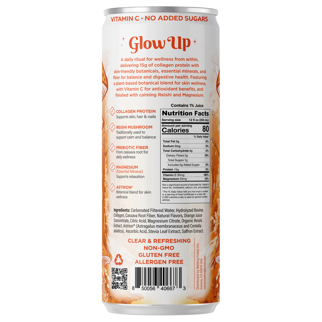 Glow Up Sparkling Collagen Protein + Fiber - Blood Orange