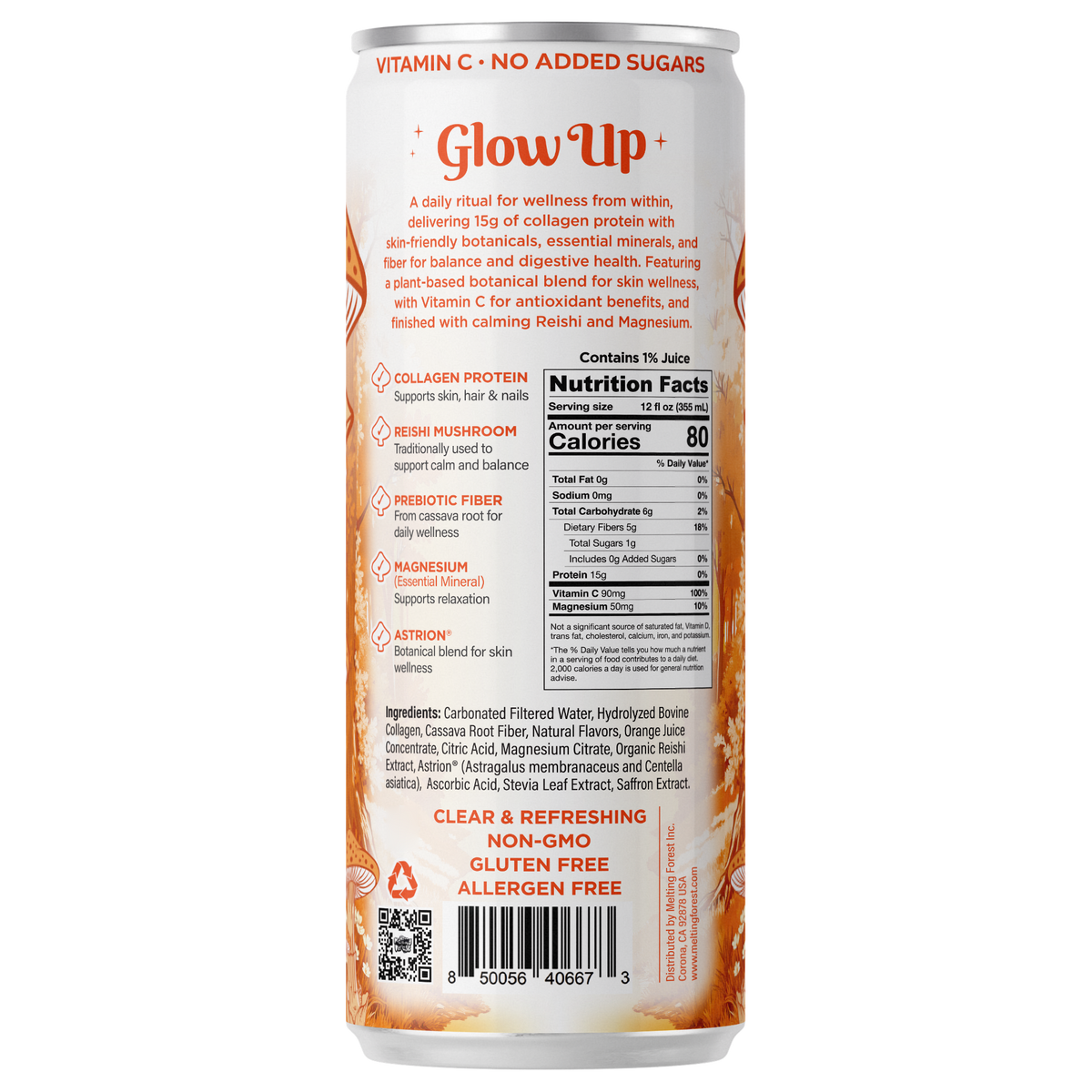 Glow Up Sparkling Collagen Protein + Fiber - Blood Orange