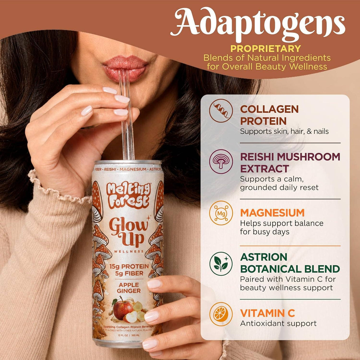 Glow Up Sparkling Collagen Protein + Fiber - Apple Ginger